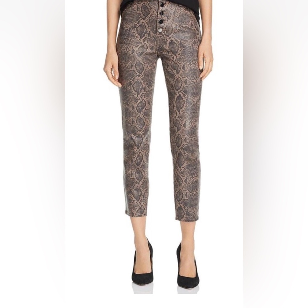 $328 NWT J Brand Lillie High Rise Crop Skinny Jeans Coated Boa Snakeskin Sz 27